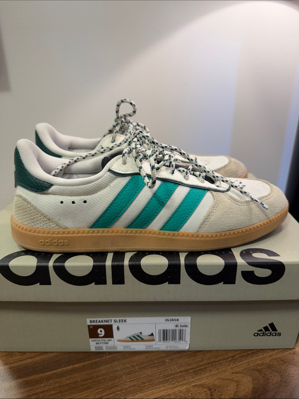 adidas Cream and Teal Breaknet Sleek Casual Sneakers